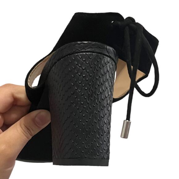 Franco Sarto Gem Lace-Up Block Heel Black Sandals Tie Strappy Formal Shoe Size 9 - Picture 6 of 11